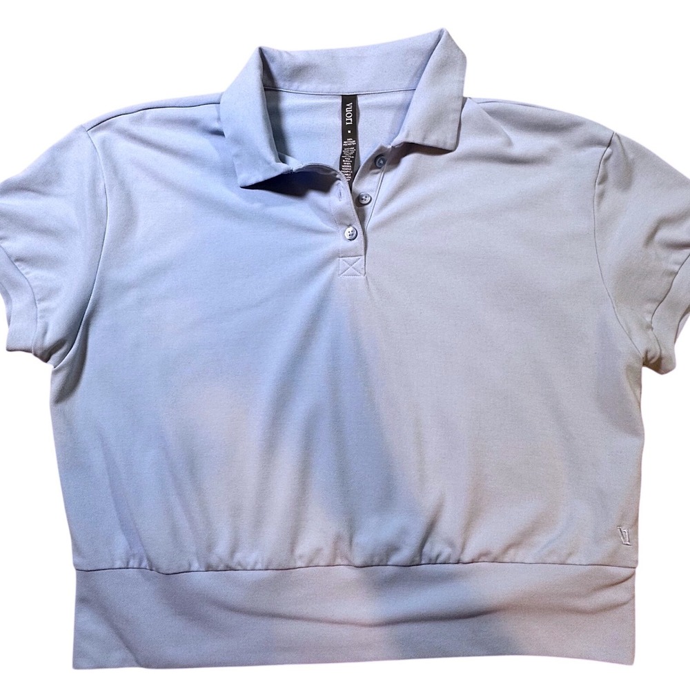 Vuori Women Light Blue Short Sleeve Cropped Polo Shirt VW1281 Size M